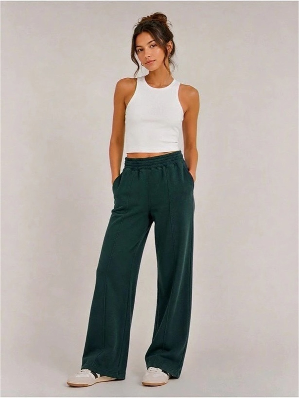 Abercrombie & Fitch Soft A&F Collection Wide Leg Sweatpants Joggers Forest Green